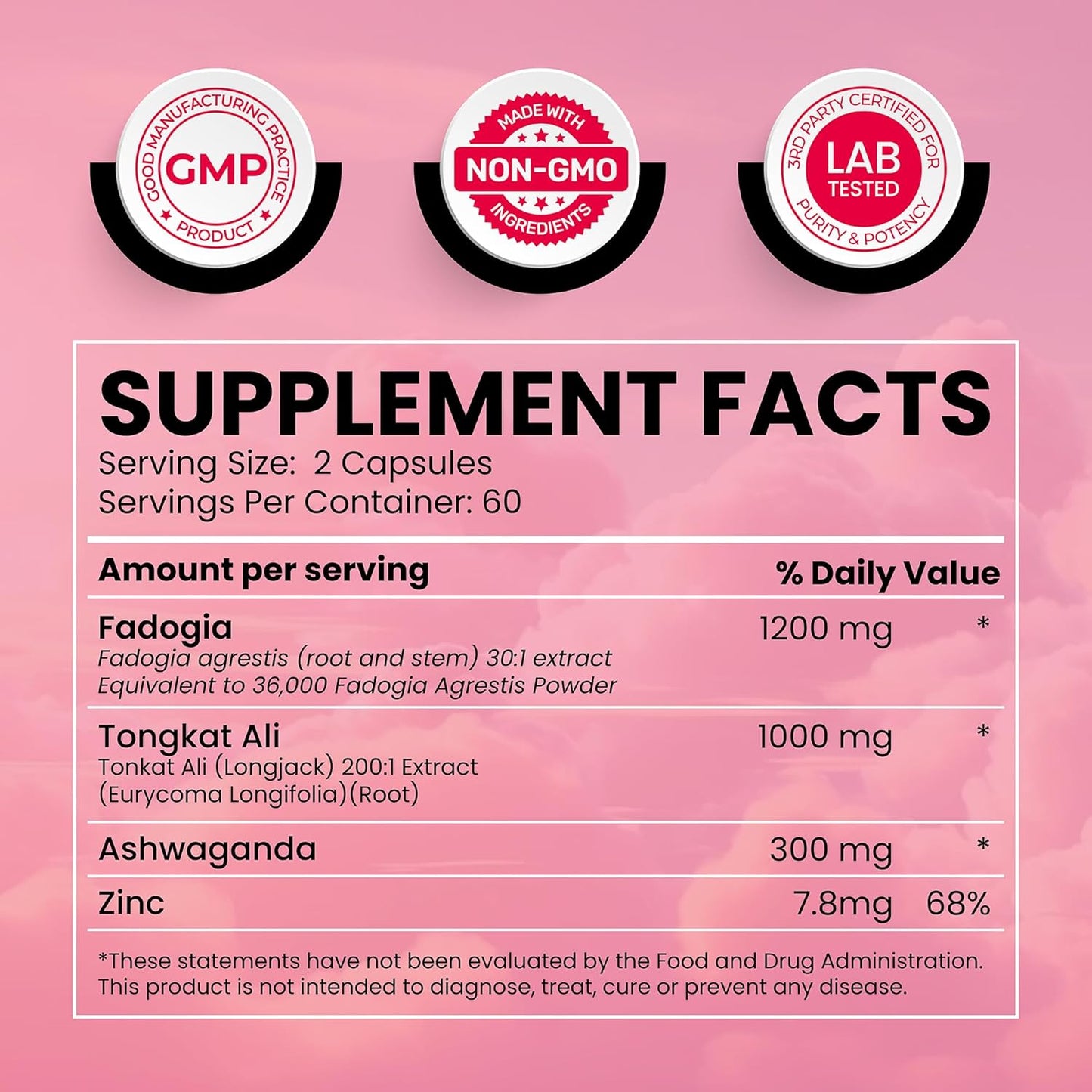 Supercharge Stamina & Muscle Health with Fadogia Agrestis & Tongkat Ali - 120 Capsules - Made in USA
