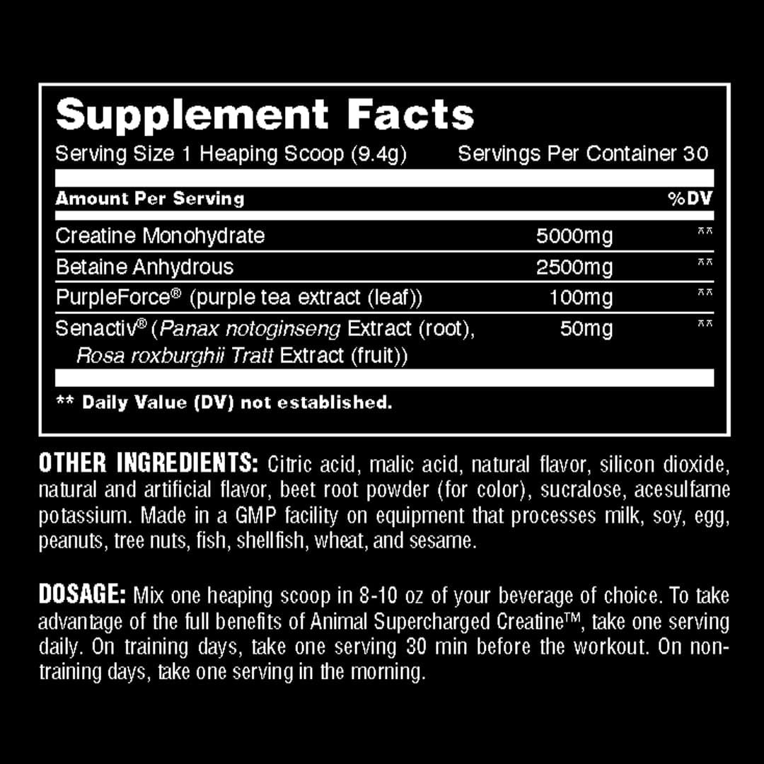 Supercharged Animal Creatine Powder with Betaine Anhydrous & PurpleForce - Boost Endurance, Recovery - Watermelon Flavor