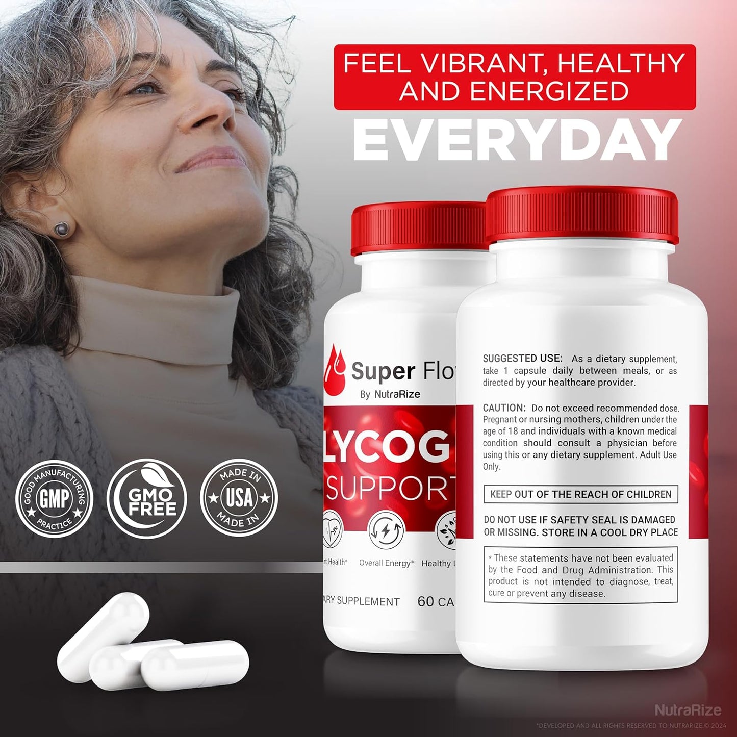 SuperFlow Glycogen Support Capsules Bundle - NutraRize SuperFlow Glyco Optimizer for Detox Cleanse and Glycol Optimization (180 Capsules)