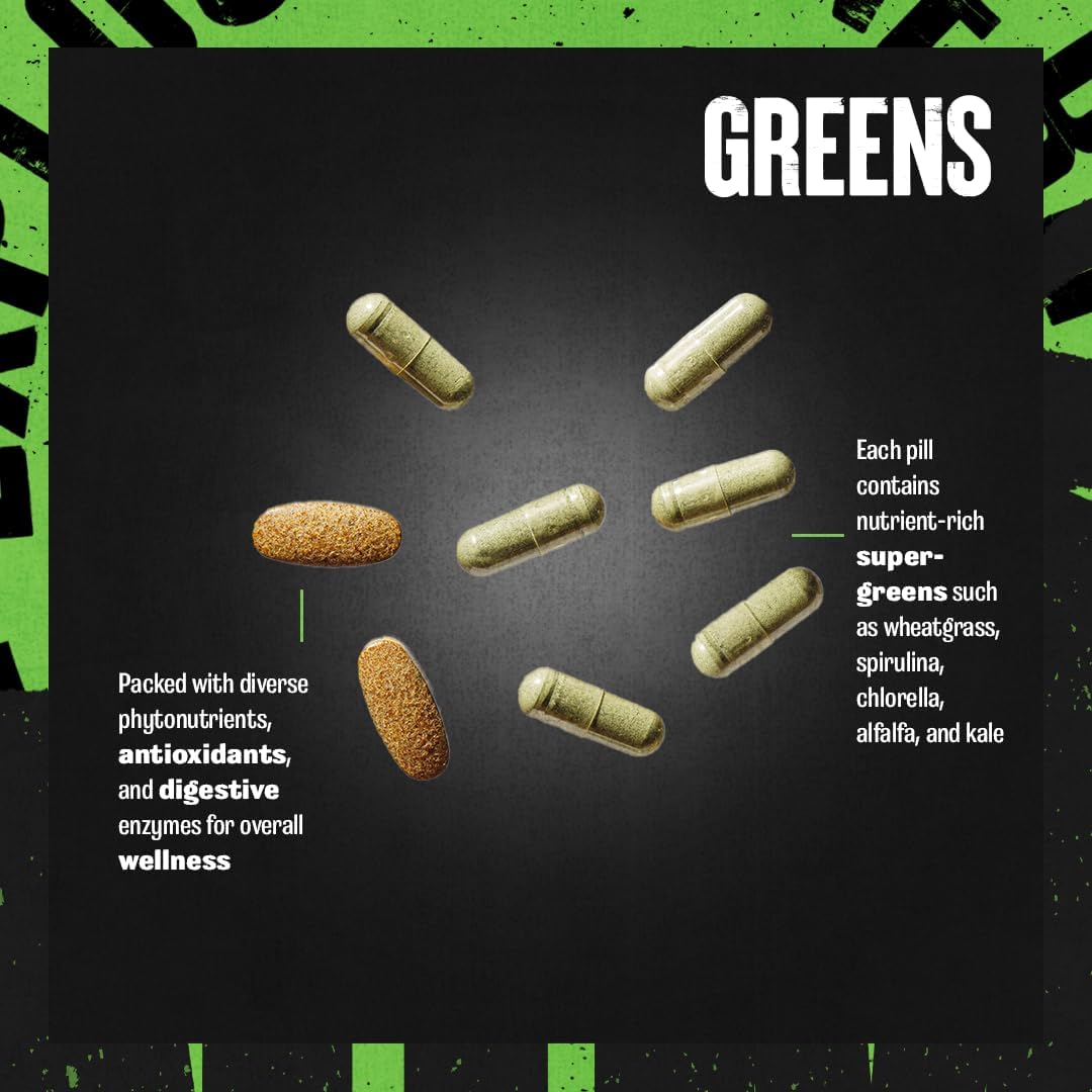 Superfood Animal Greens Pills - Digestive Health & Immunity Boost - Prebiotic & Probiotic Blend - Men & Women - 30 Day Supply