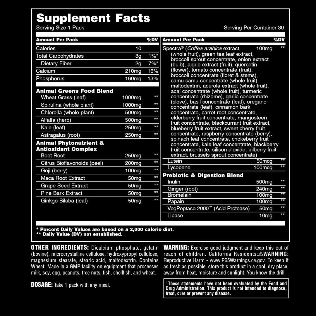 Superfood Animal Greens Pills - Digestive Health & Immunity Boost - Prebiotic & Probiotic Blend - Men & Women - 30 Day Supply