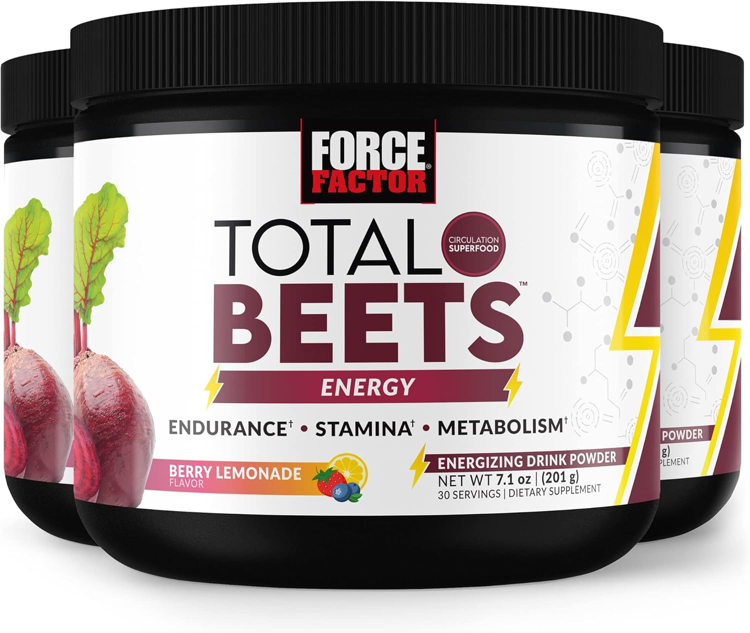 Superfood Beet Root Powder Energy Drink Mix 3-Pack - Boost Energy, Circulation, and Stamina - Heart Health Support - 90 Servings