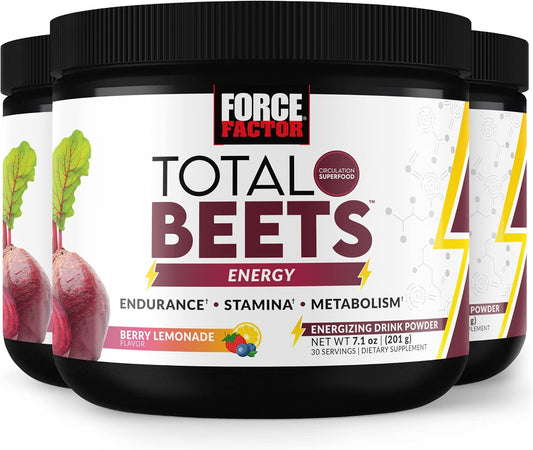 Superfood Beet Root Powder Energy Drink Mix 3-Pack - Boost Energy, Circulation, and Stamina - Heart Health Support - 90 Servings