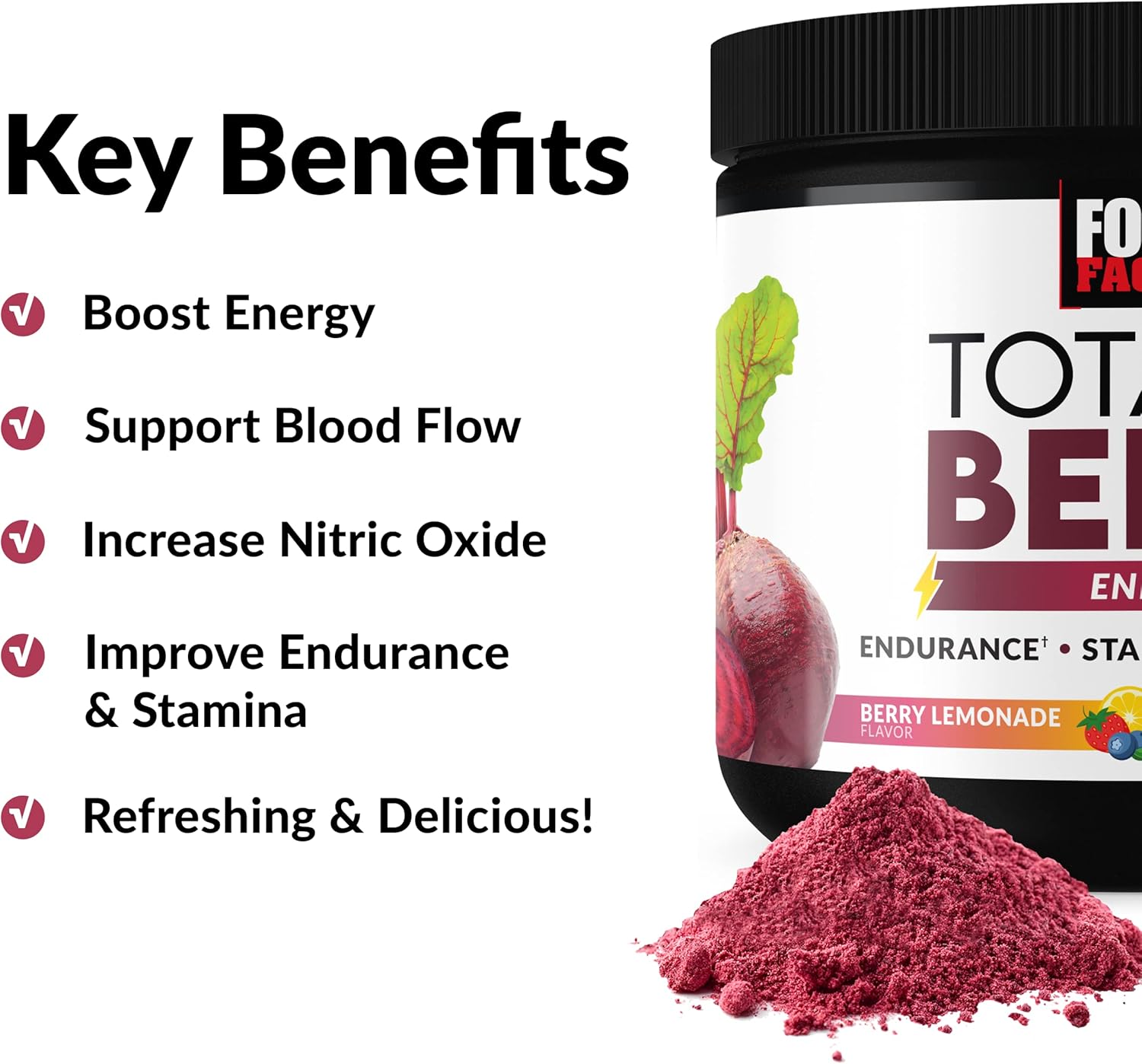 Superfood Beet Root Powder Energy Drink Mix 3-Pack - Boost Energy, Circulation, and Stamina - Heart Health Support - 90 Servings