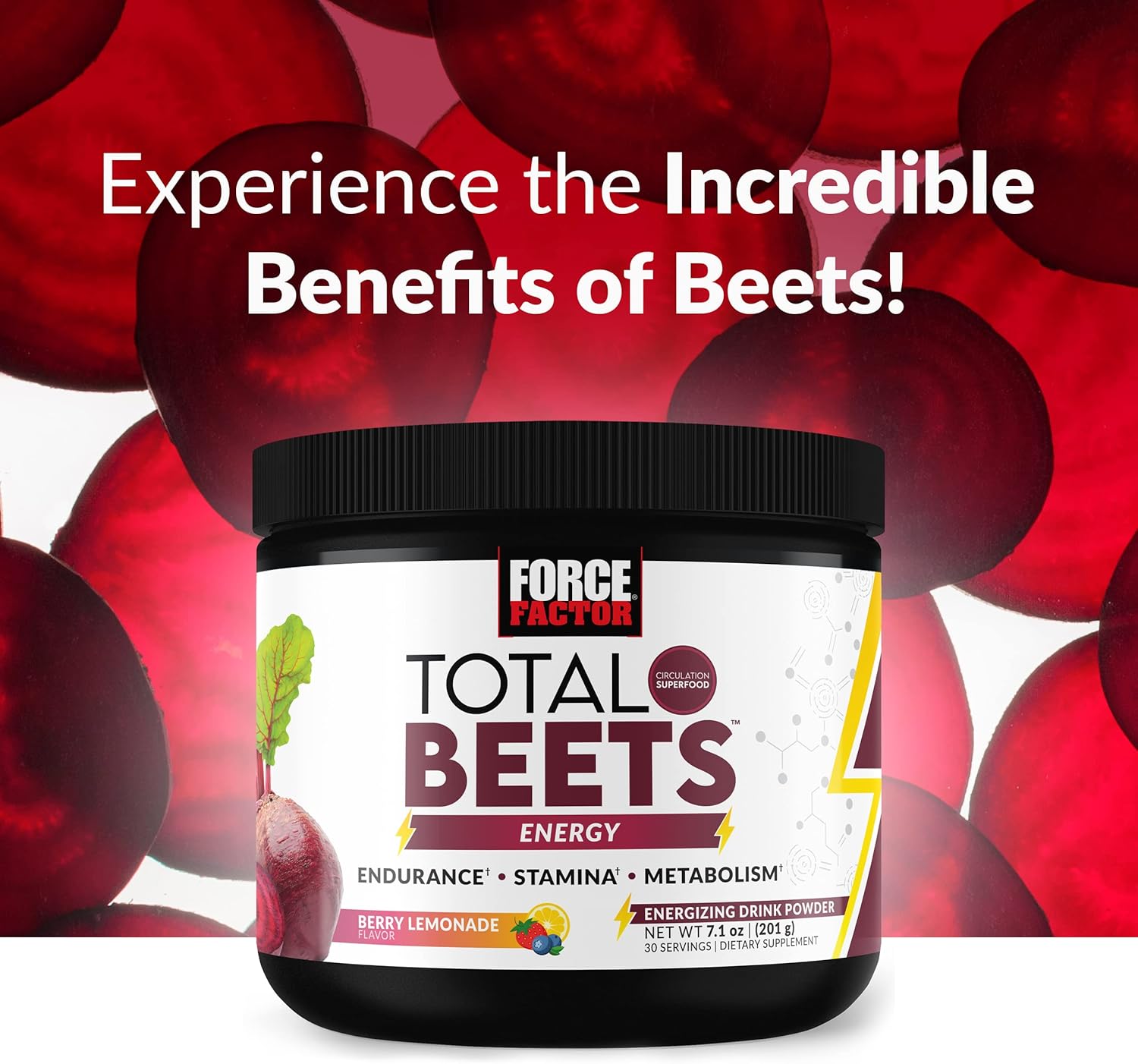 Superfood Beet Root Powder Energy Drink Mix 3-Pack - Boost Energy, Circulation, and Stamina - Heart Health Support - 90 Servings