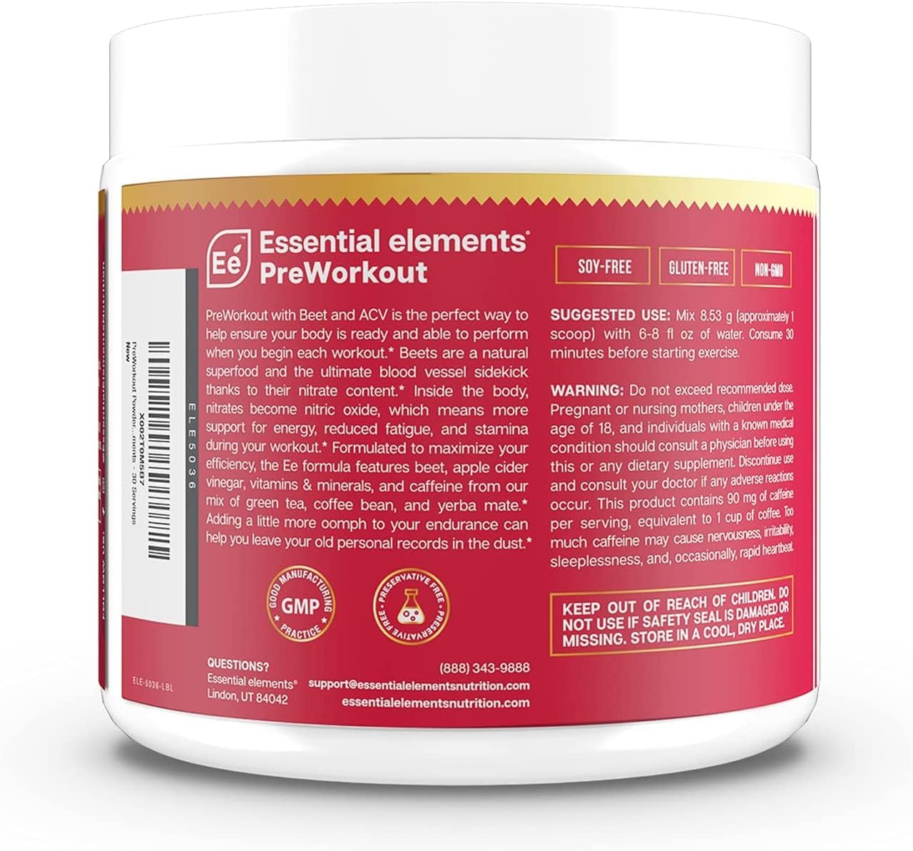 Superfood Energy PreWorkout Powder with Beet Root, ACV & Caffeine - All-Natural Nitric Oxide Booster (30 Servings)