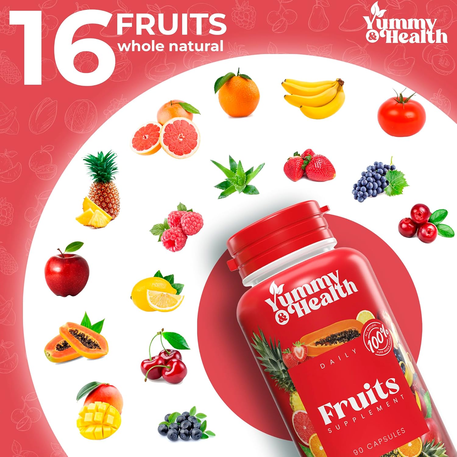 Superfood Fruit and Veggie Capsules - 90 of Each - Energy Boosting Health Supplement with Essential Vitamins and Minerals