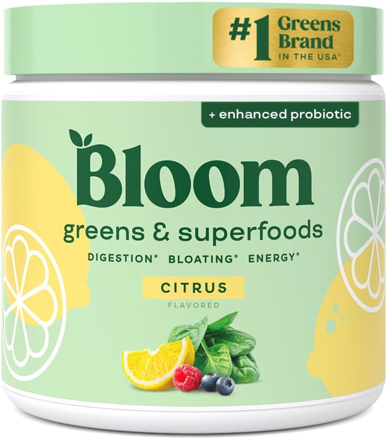 Superfood Greens Powder with Digestive Enzymes, Probiotics, and Prebiotics for Women - Gut Health and Bloating Relief - Chlorella, Beet Root, Citrus - 30 Servings
