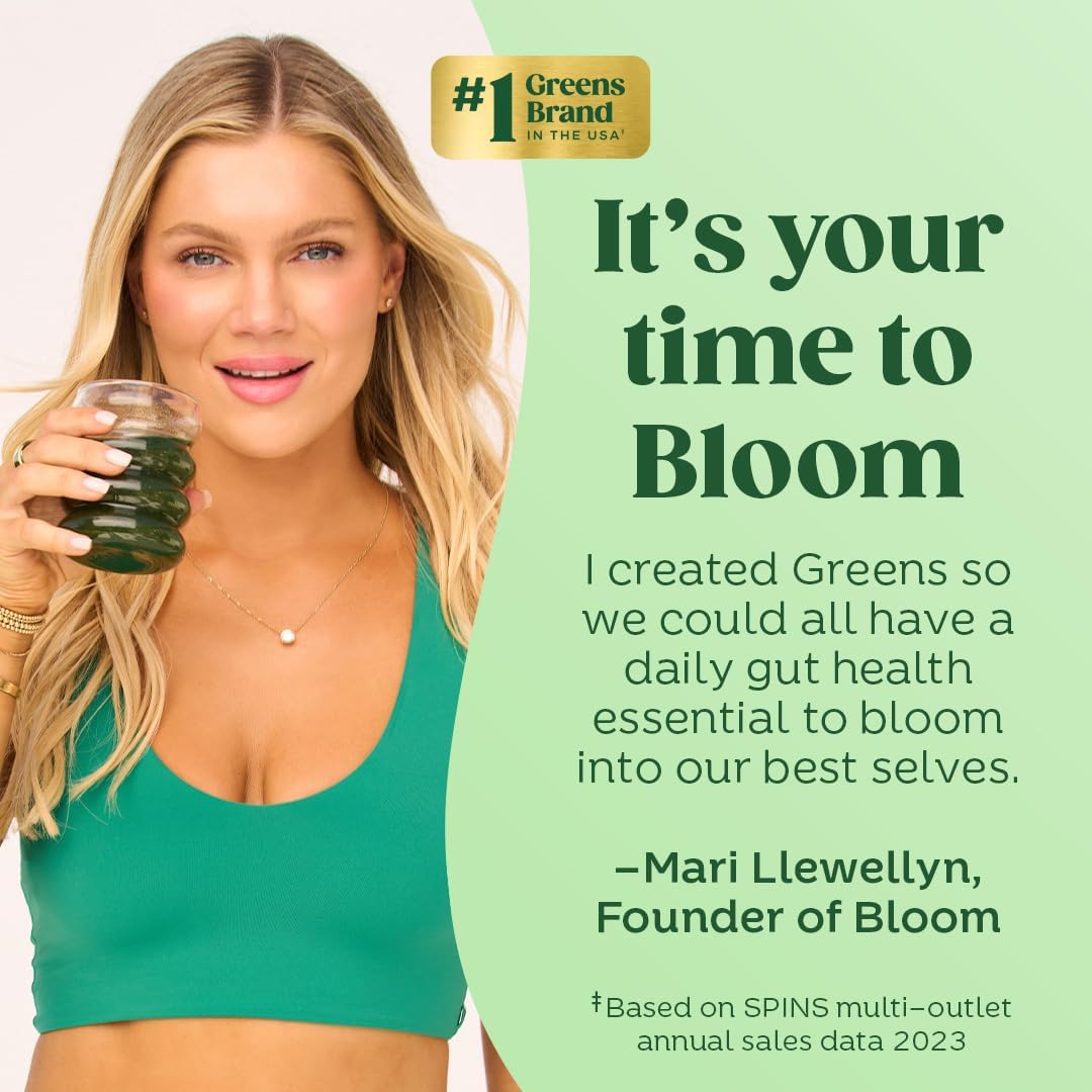 Superfood Greens Powder with Digestive Enzymes, Probiotics, and Prebiotics for Women - Gut Health and Bloating Relief - Chlorella, Beet Root, Citrus - 30 Servings