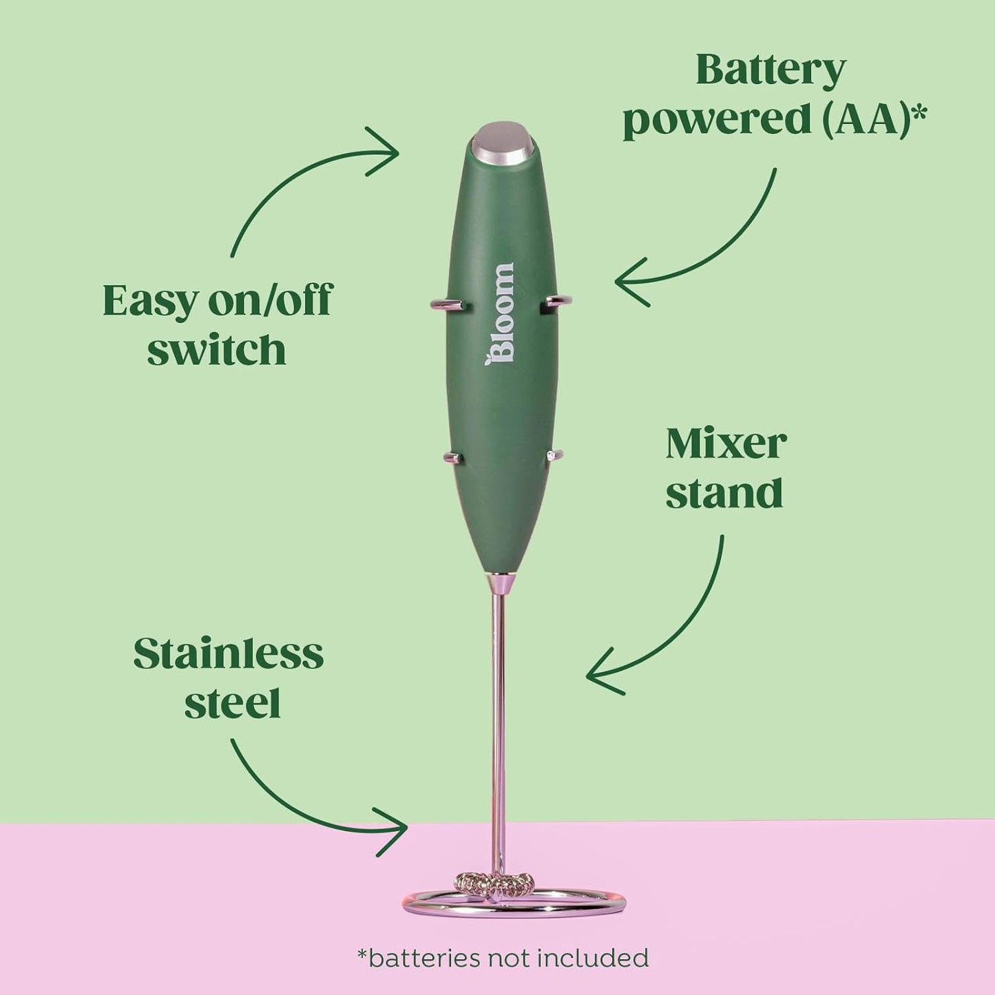 Superfood Greens Powder with Digestive Enzymes, Probiotics, and Prebiotics for Gut Health and Bloating Relief - Citrus Flavor + Milk Frother