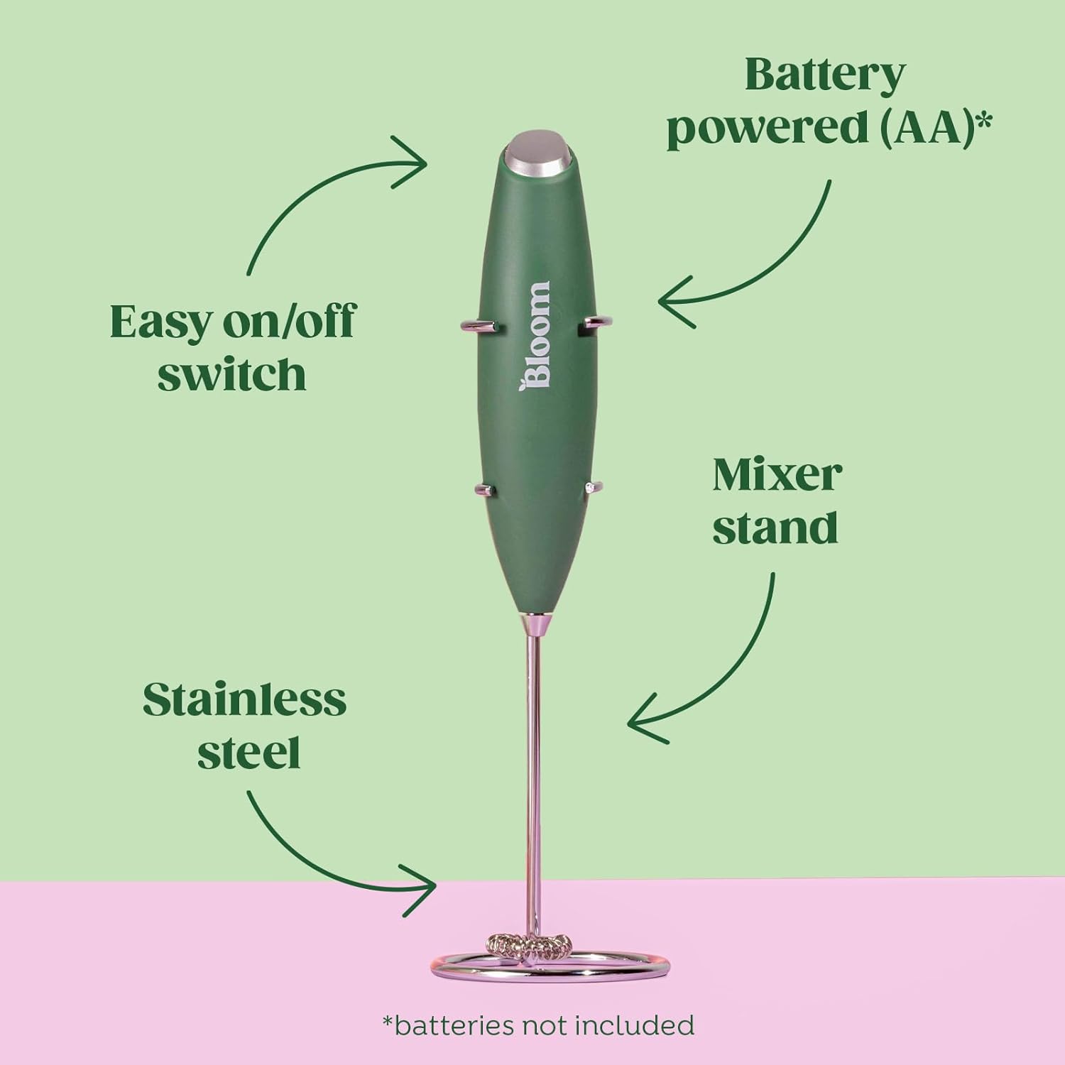 Superfood Greens Powder with Digestive Enzymes, Probiotics, and Prebiotics for Gut Health and Bloating Relief - Citrus Flavor + Milk Frother