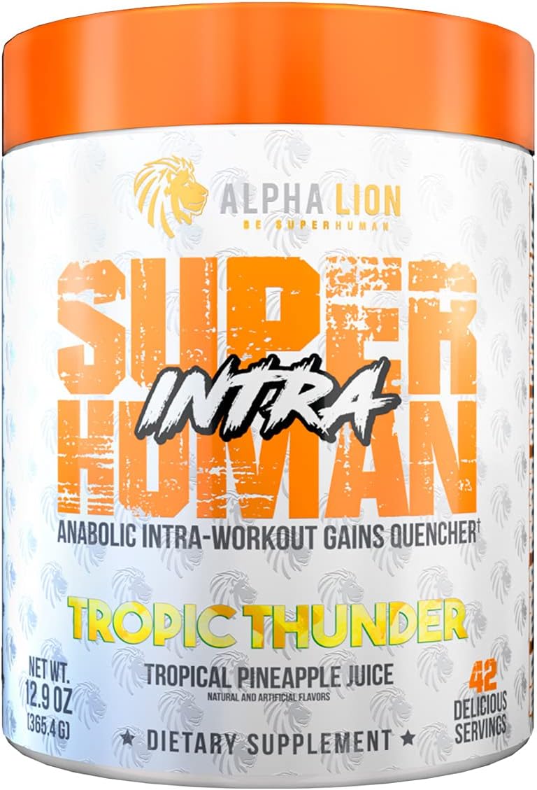 Superhuman Intra Workout Powder with Amino Acids, BCAA, Electrolytes & Hydration Mix - Tropical Pineapple Juice Flavor (42 Servings)
