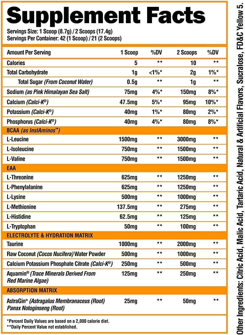 Superhuman Intra Workout Powder with Amino Acids, BCAA, Electrolytes & Hydration Mix - Tropical Pineapple Juice Flavor (42 Servings)