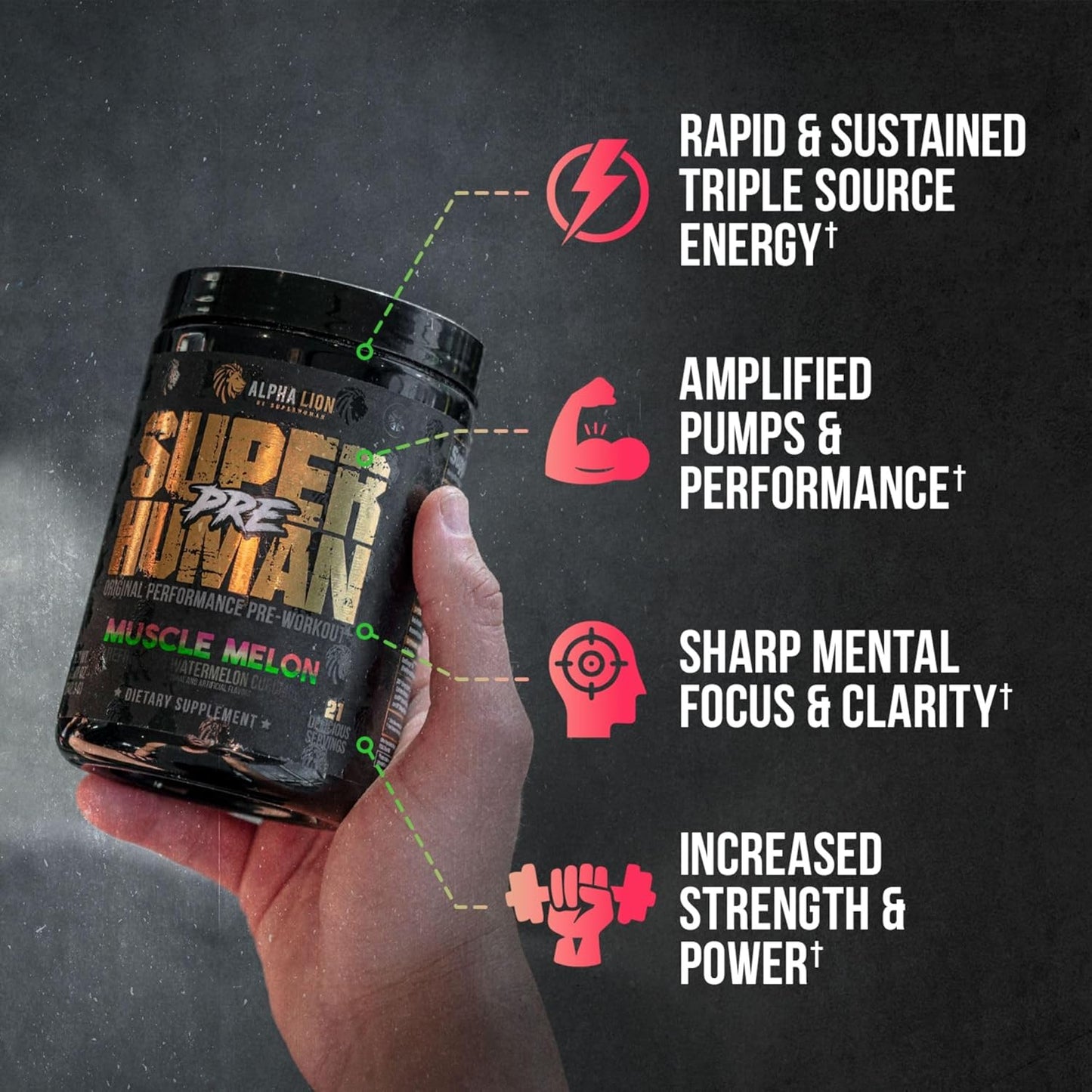 Superhuman Pre & Post Workout Bundle for Sustained Energy, Focus, Muscle Growth & Volume - Muscle Melon & Gainy Smith Apple