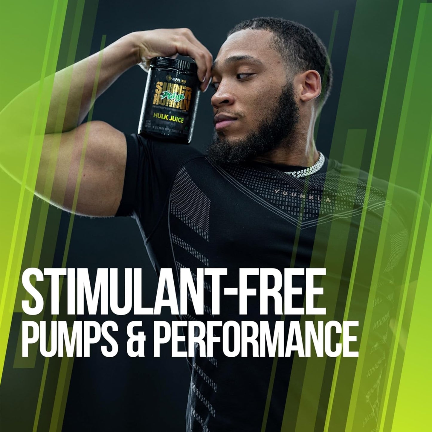 Superhuman Pump Pre Workout Powder - Nootropic, Stim-Free, Nitric Oxide Booster, Muscle Gainer, Energy & Focus - 42 Servings, Hulk Juice Flavor