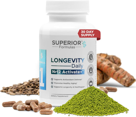 Superior Formulas Longevity Daily Nrf2 Activator Antioxidant Supplement - 60 Capsules, Non-GMO for Healthy Cell Support & Aging