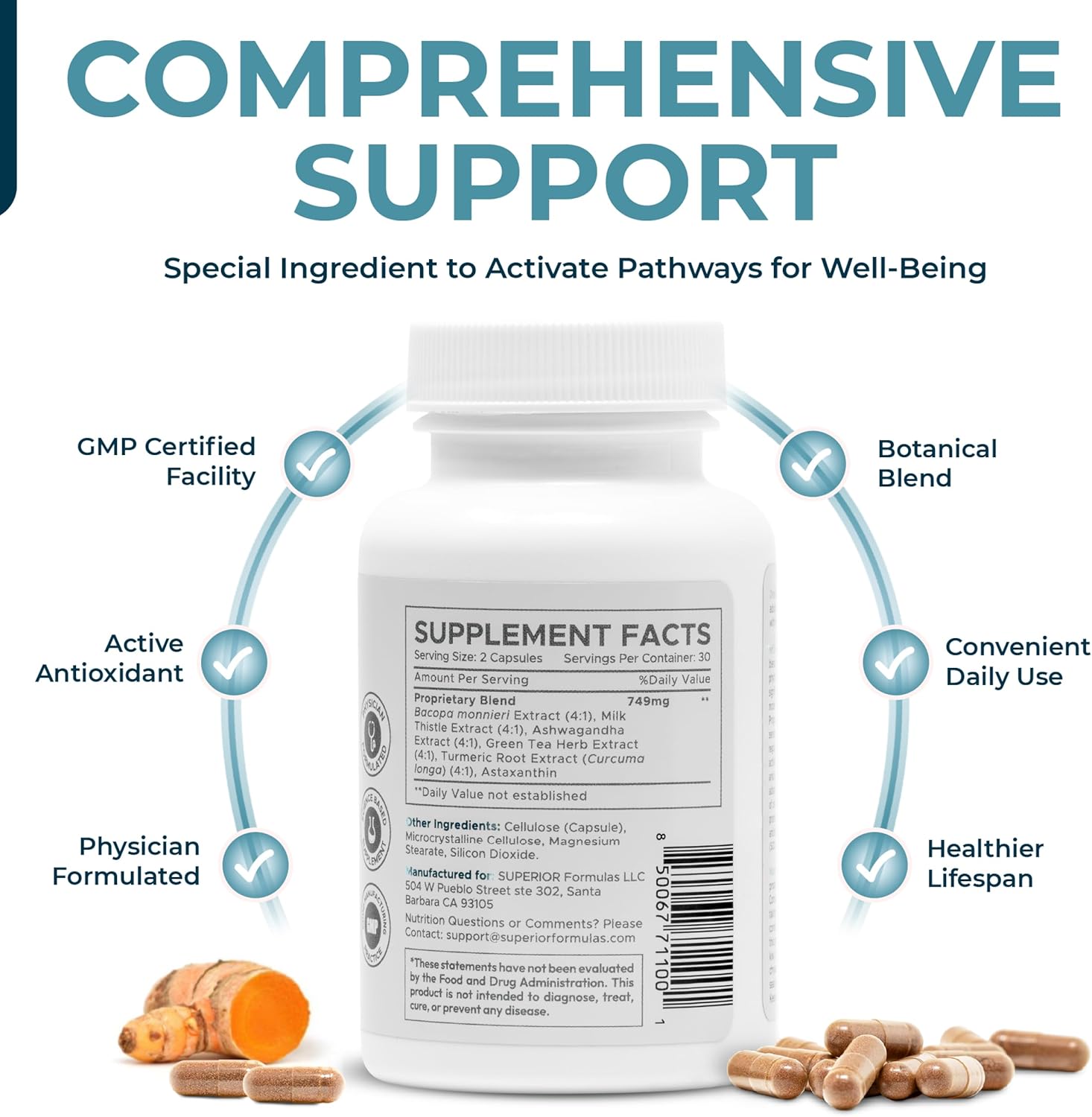 Superior Formulas Longevity Daily Nrf2 Activator Antioxidant Supplement - 60 Capsules, Non-GMO for Healthy Cell Support & Aging
