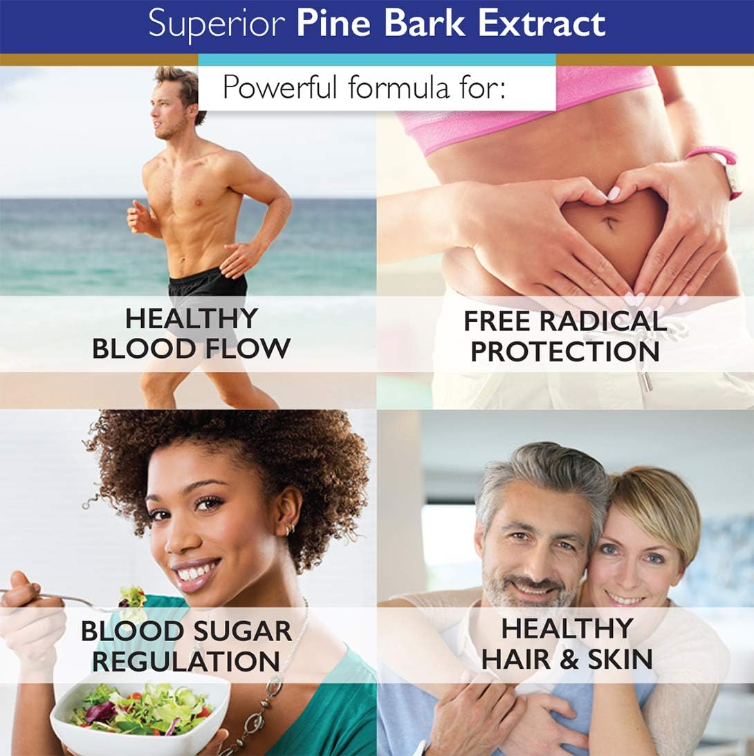 Superior Labs 200mg Pine Bark Extract Capsules - 95% OPC Antioxidant for Circulatory Health - 90 Count - Promotes Healthy Blood Flow & Skin