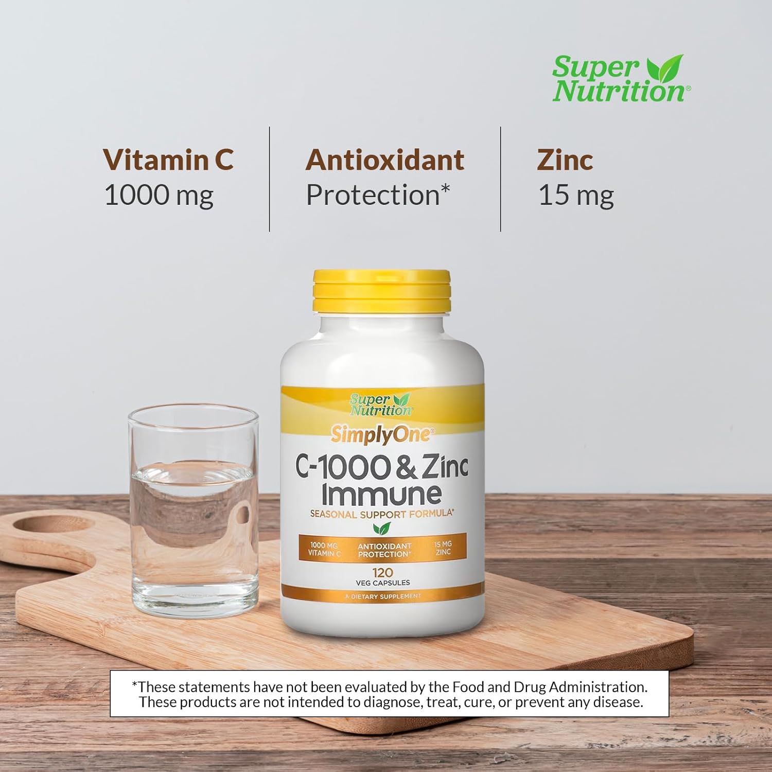 SuperNutrition C-1000 and Zinc Immune Support Formula - Antioxidant Protection - 120 Day Supply