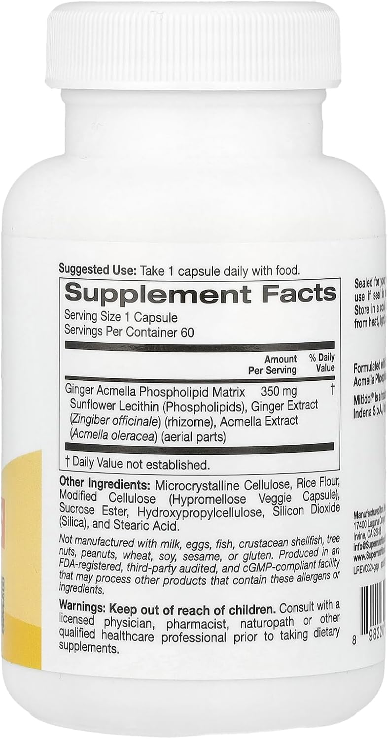 SuperNutrition Super Nutrition Ginger Acmella Phospholipid Matrix, 60 Veggie Capsules