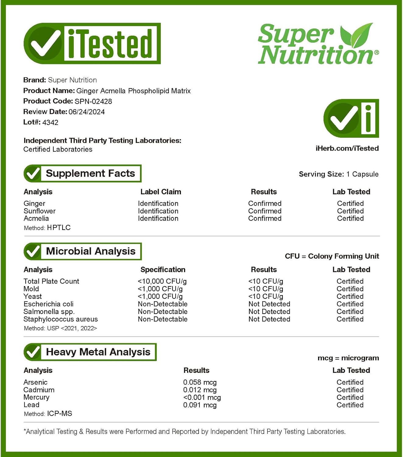SuperNutrition Super Nutrition Ginger Acmella Phospholipid Matrix, 60 Veggie Capsules