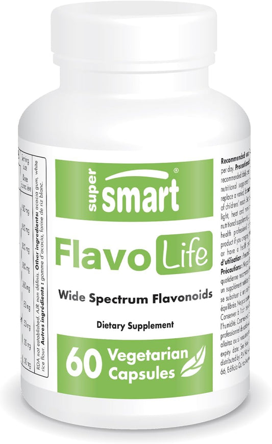 Supersmart FlavoLife Flavonoid Complex Supplement with Luteolin, Myricetin, Fisetin, Rutin, Quercetin, EGCG, Apigenin, Hesperidin - Non-GMO, Gluten Free - 60 Capsules