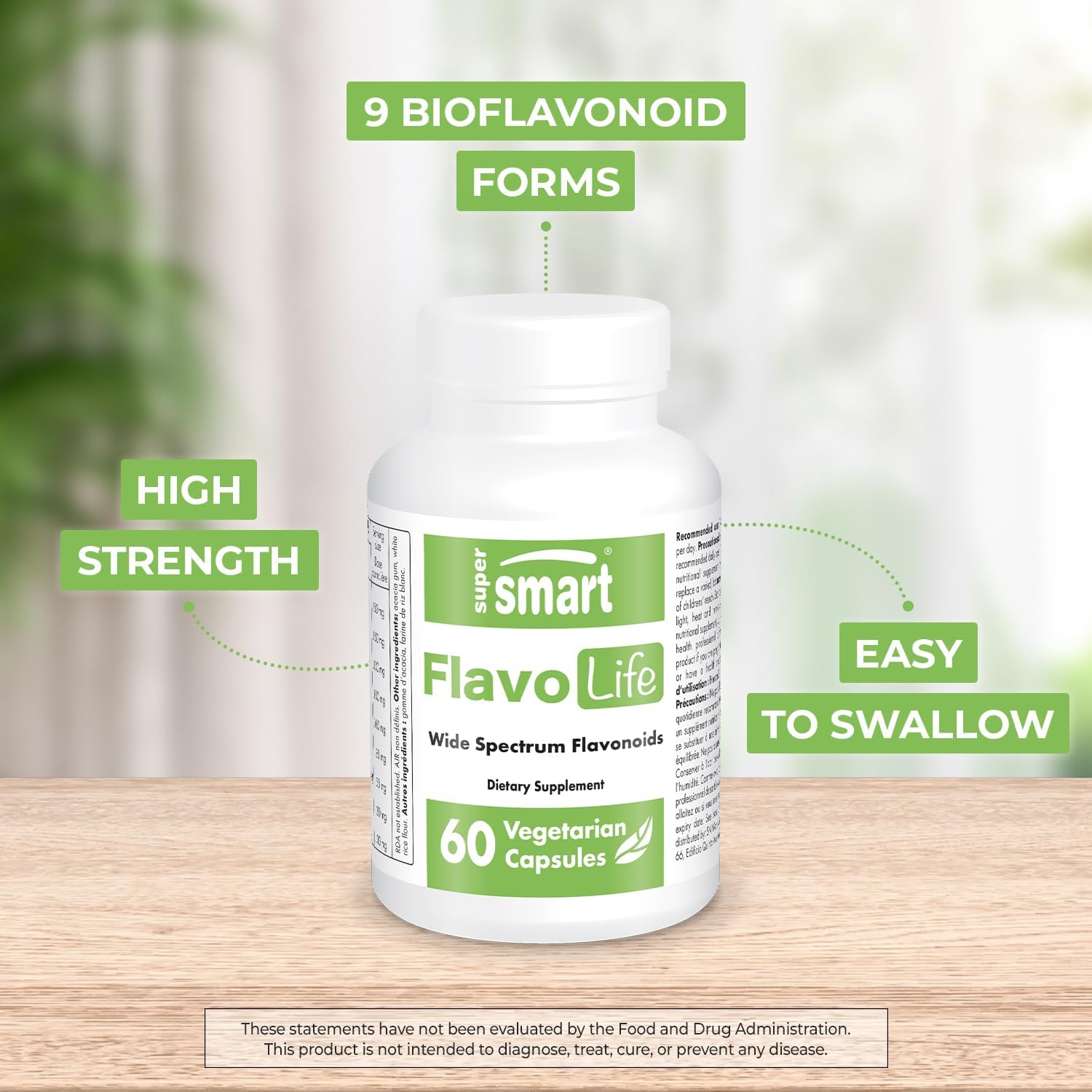 Supersmart FlavoLife Flavonoid Complex Supplement with Luteolin, Myricetin, Fisetin, Rutin, Quercetin, EGCG, Apigenin, Hesperidin - Non-GMO, Gluten Free - 60 Capsules