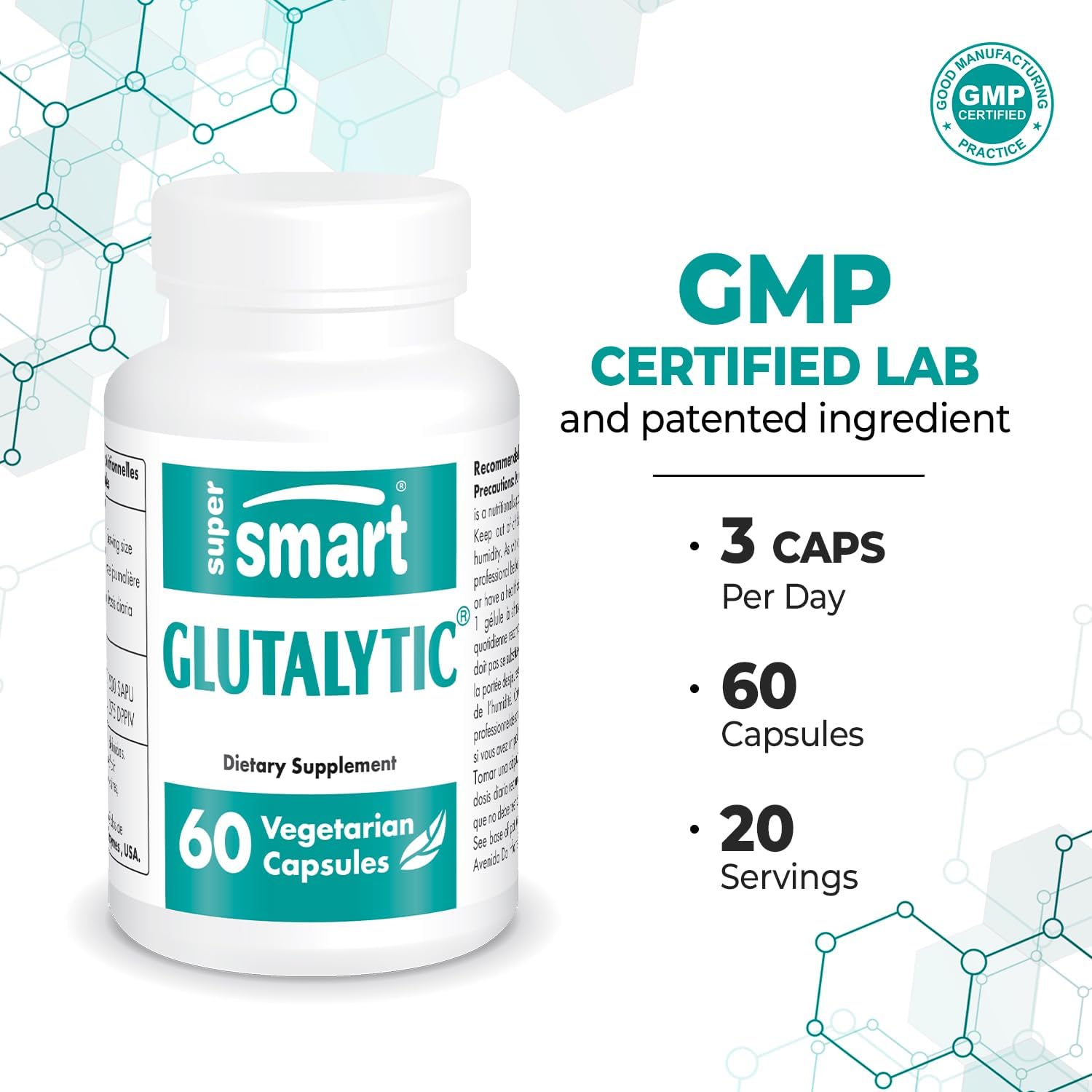 Supersmart Glutalytic Enzymes Supplement for Gluten Intolerance - Advanced Formula with Endopeptidases & Exopeptidases - Non-GMO & Gluten Free - 90 Capsules