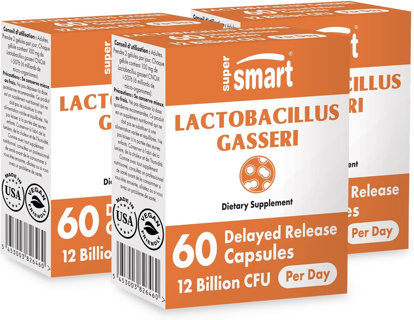 Supersmart Lactobacillus Gasseri Probiotic Supplement - 12 Billion CFU Daily - Non-GMO & Gluten-Free - 180 DR Capsules