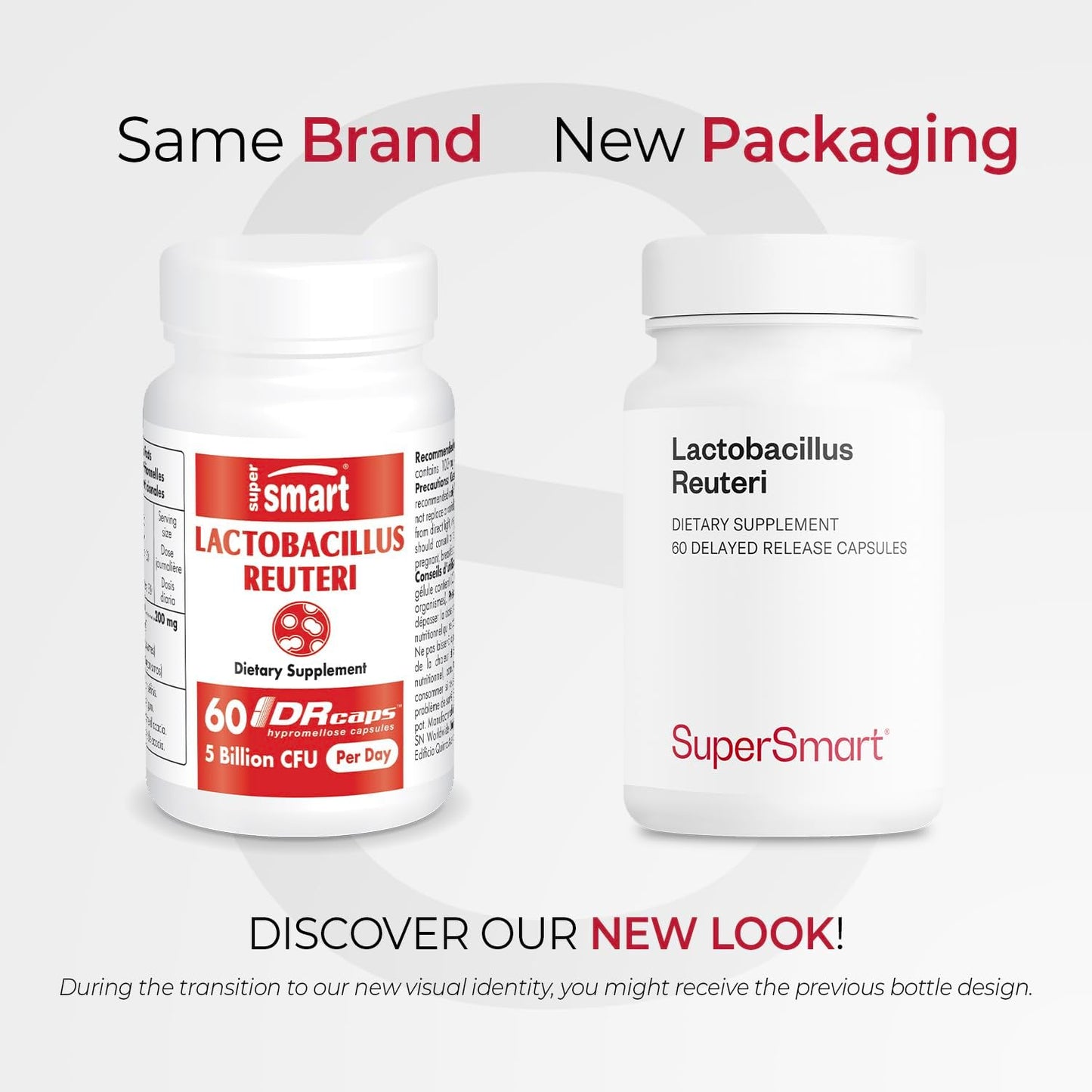Supersmart Lactobacillus Reuteri Probiotic Supplement - 5 Billion CFU Daily - Non-GMO & Gluten Free - 180 DR Capsules