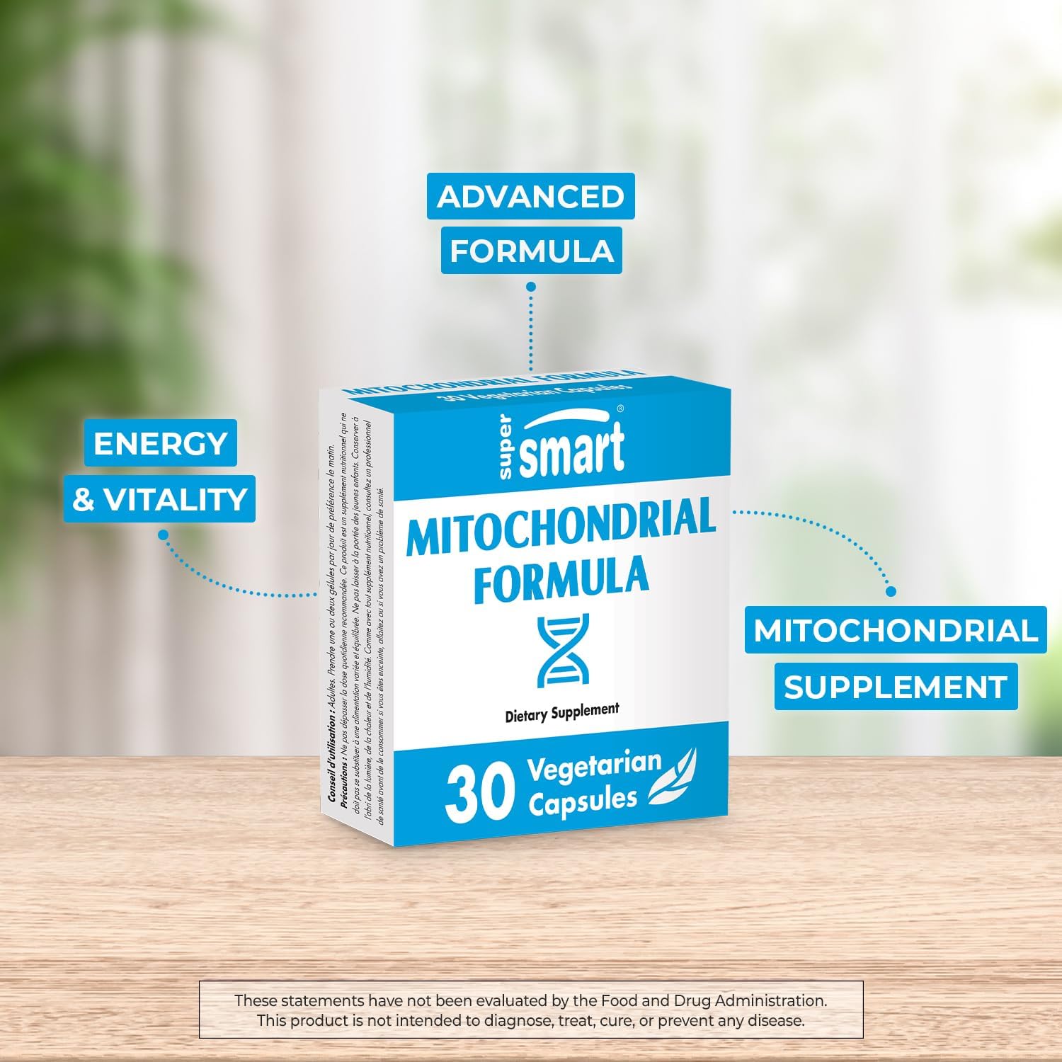 Supersmart Mitochondrial Formula with PQQ | Anti-Aging & Cell Rejuvenation | Non-GMO & Gluten Free | 30 Vegetarian Capsules