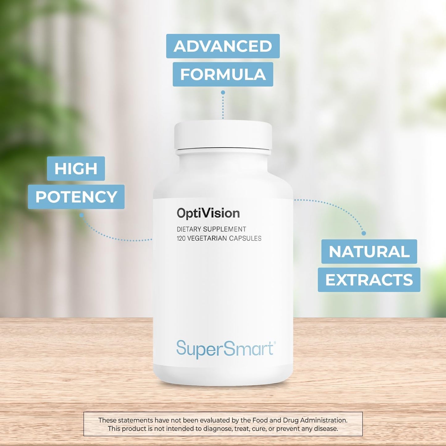 Supersmart OptiVision: Advanced Eye Supplement with Bilberry, Black Currant, Lutein, Zeaxanthin, Astaxanthin - Non-GMO, Gluten-Free - 120 Capsules