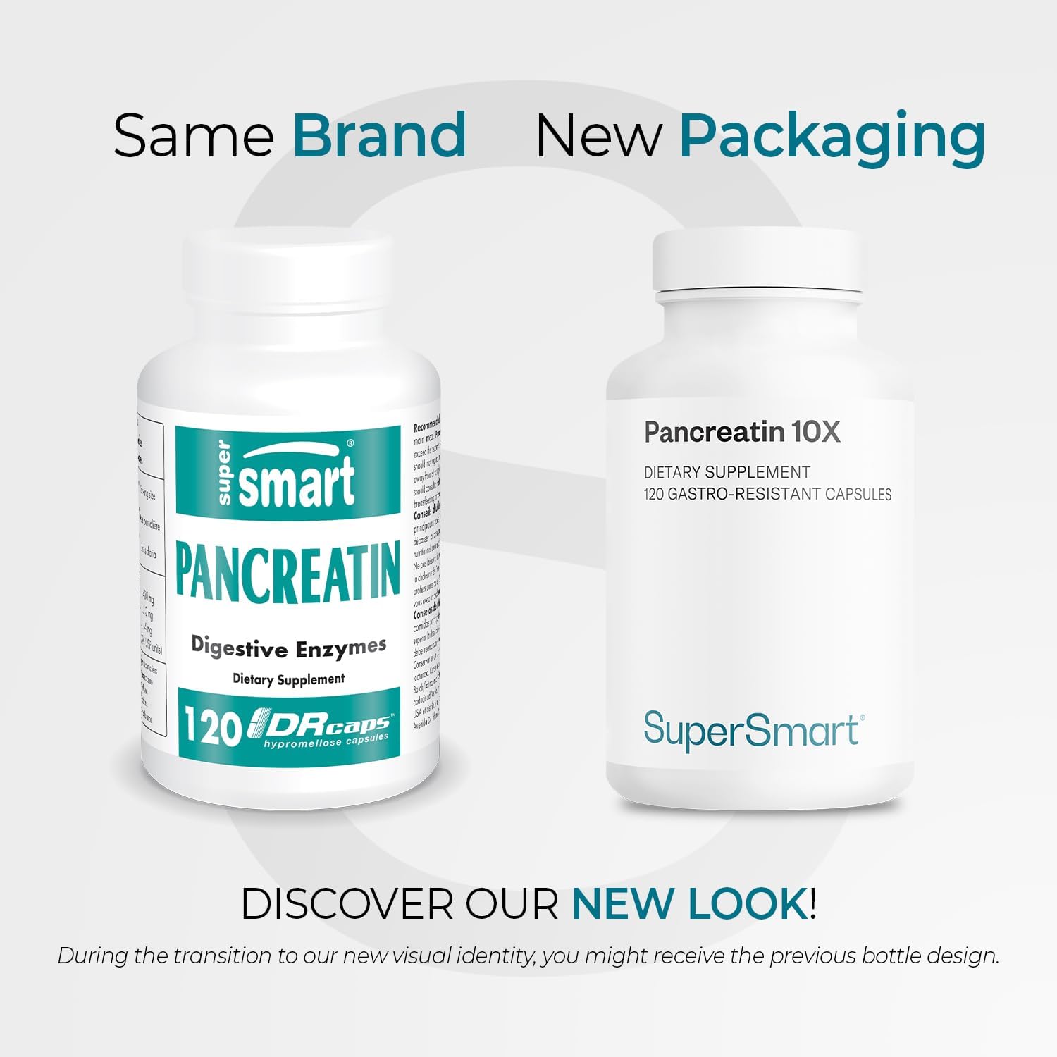 Supersmart Pancreatin 10X: Extra Strength Digestive Enzyme Supplement with Protease, Lipase, Amylase, and Trypsin - Non-GMO & Gluten Free - 120 DR Capsules