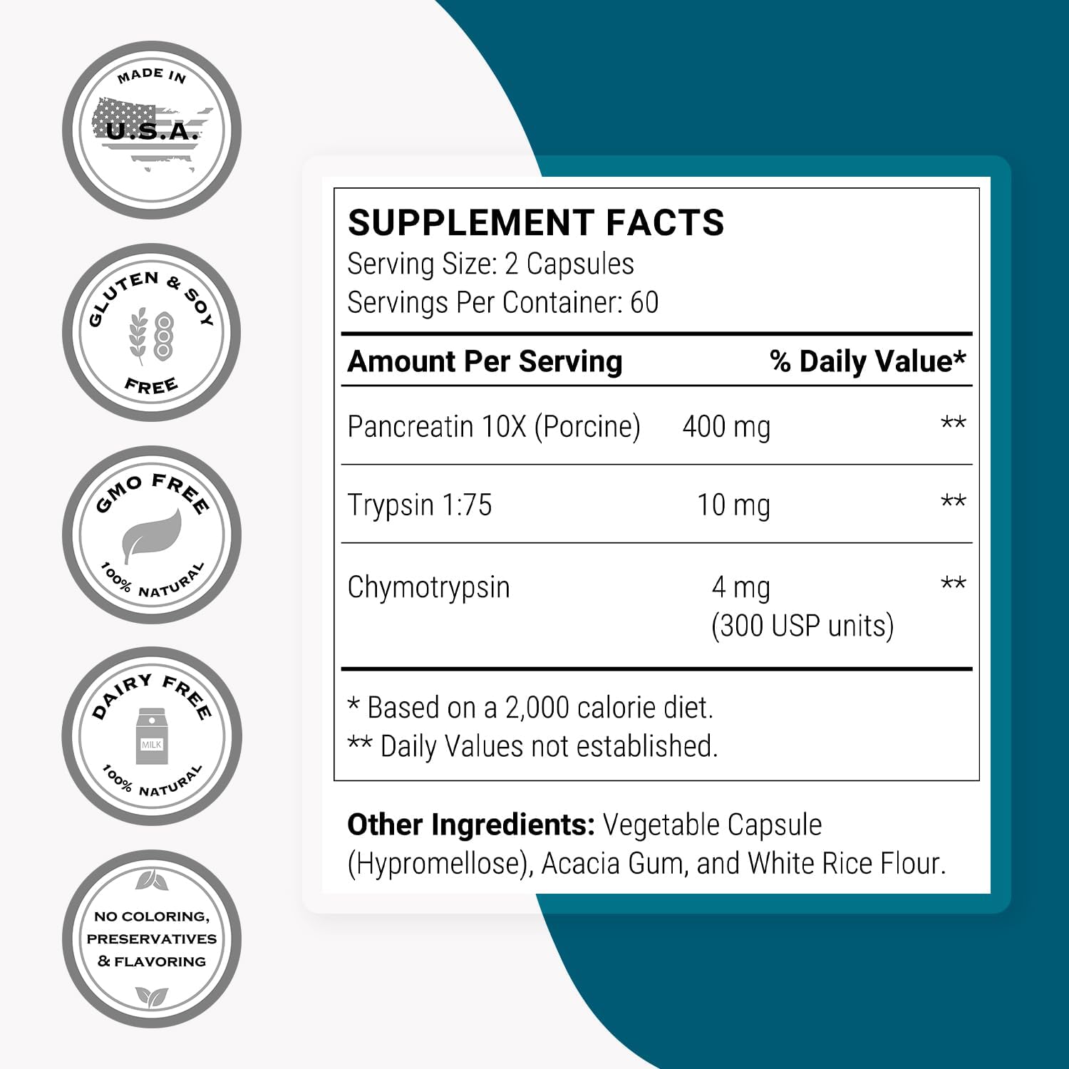 Supersmart Pancreatin 10X: Extra Strength Digestive Enzyme Supplement with Protease, Lipase, Amylase, and Trypsin - Non-GMO & Gluten Free - 120 DR Capsules