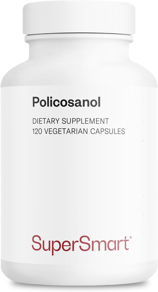 Supersmart Policosanol 10mg Capsules - Sugar Cane Extract for Healthy Lipid Metabolism - Non-GMO & Gluten Free - 120 Vegetarian Capsules