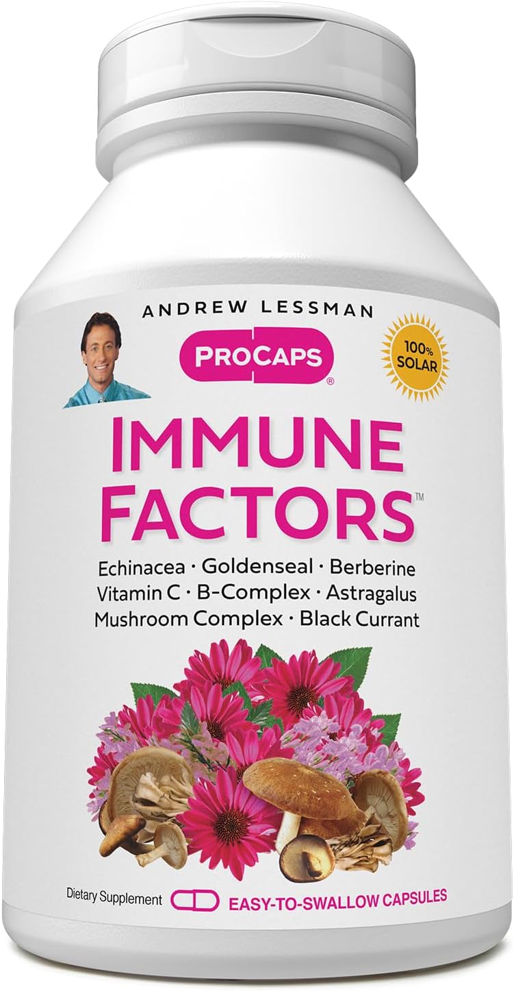 Support and Promote Immune System with Andrew Lessman Immune Factors Capsules - Echinacea, Goldenseal, Vitamin C, Astragalus, and More