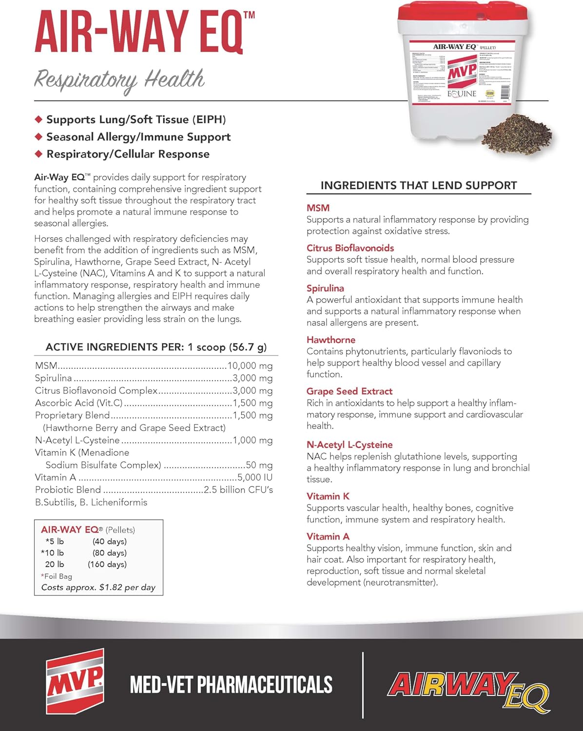 Support Healthy Lung Function and Allergy Relief in Horses with Med-Vet Pharmaceuticals Air-Way EQ (10lb)