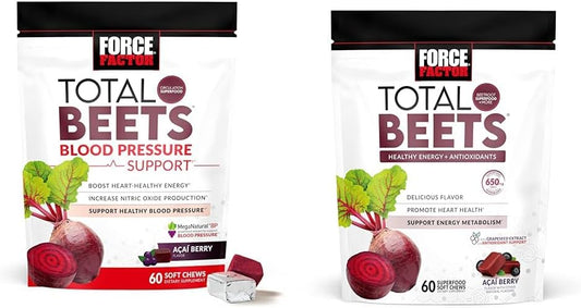 Support heart health with Force Factor Total Beets Supplements - Beet Powder & Soft Chews with Beetroot for blood pressure support