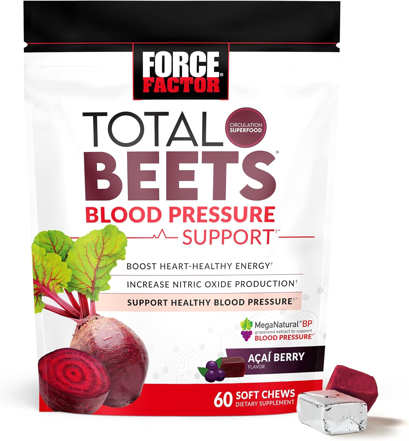 Support heart health with Force Factor Total Beets Supplements - Beet Powder & Soft Chews with Beetroot for blood pressure support
