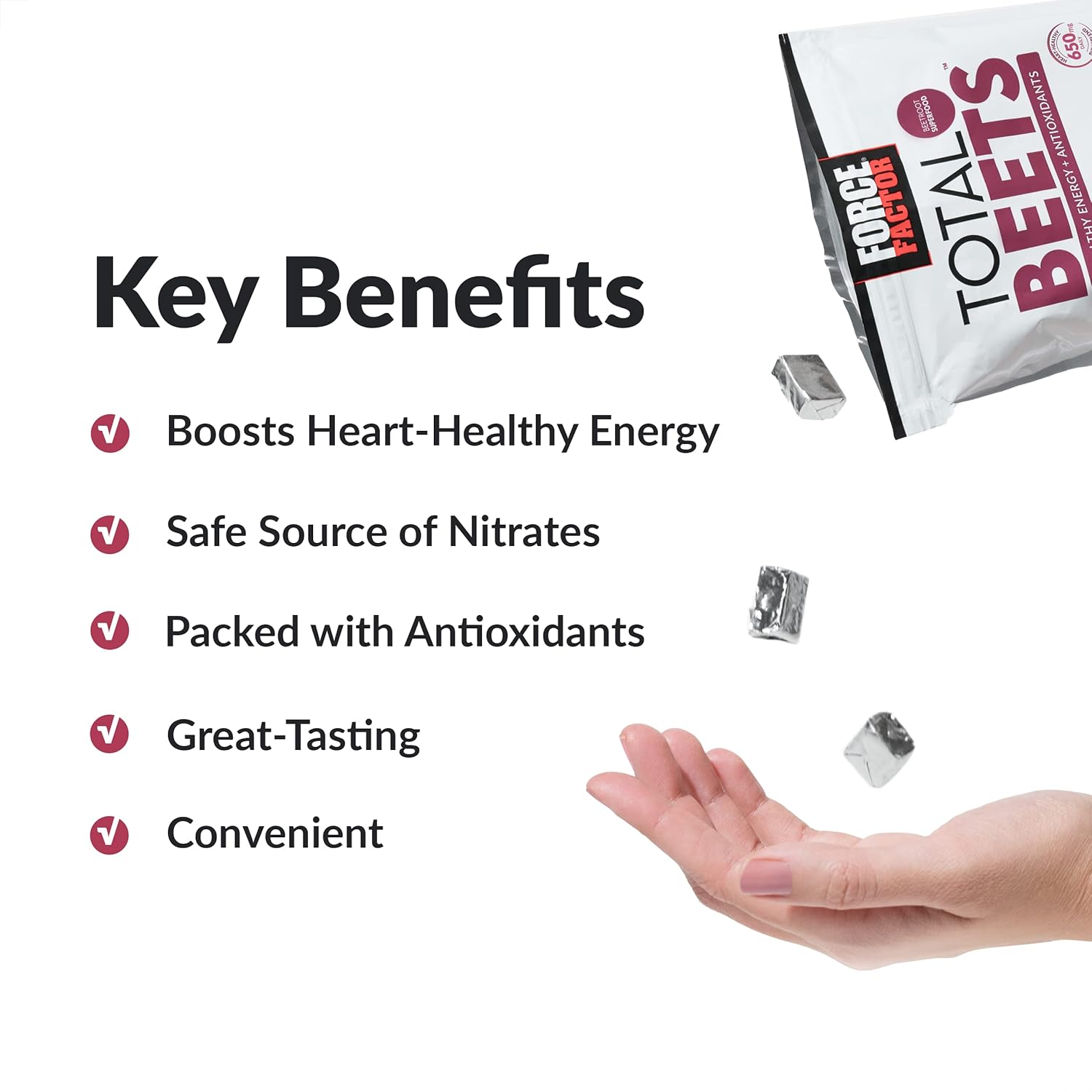 Support heart health with Force Factor Total Beets Supplements - Beet Powder & Soft Chews with Beetroot for blood pressure support