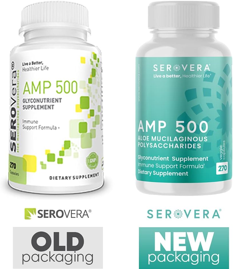 Support Immune System, Digestive Tract, and Colon Health with SEROVERA AMP Aloe Glyconutrient Supplement - 270 Capsules