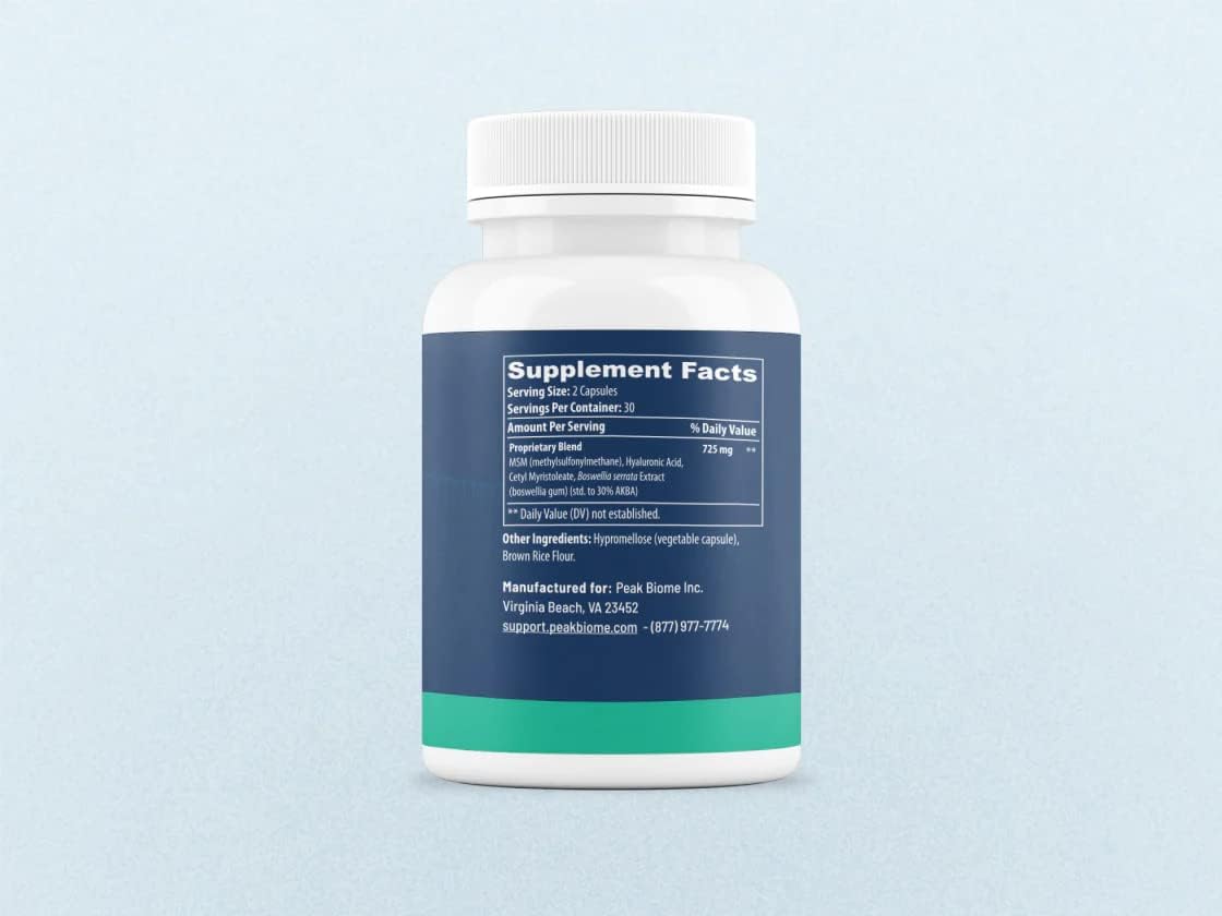 Support Joint Comfort and Flexibility with Peak Biome Peak Joints Supplement featuring MSM & Hyaluronic Acid