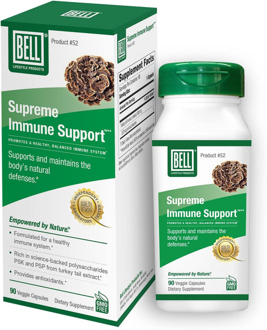 Supreme Immune Support Mushroom Supplement with Turkey Tails - Natural Blend for Immune Support | 90 Capsules