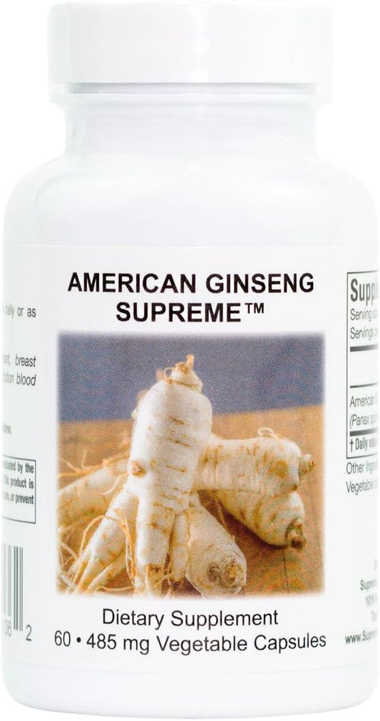 Supreme Nutrition American Ginseng Capsules - 60 Vegetarian Capsules of Pure American Ginseng Root