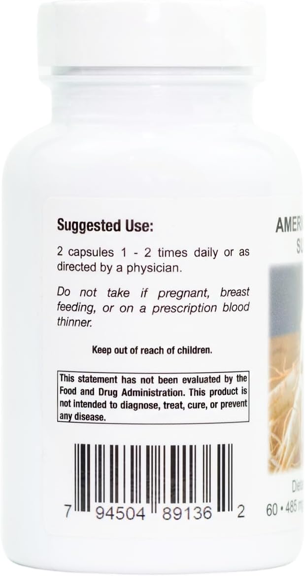Supreme Nutrition American Ginseng Capsules - 60 Vegetarian Capsules of Pure American Ginseng Root