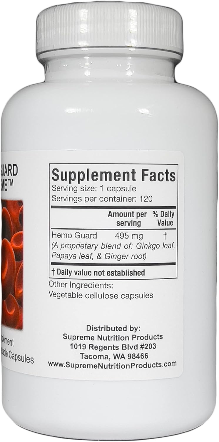 Supreme Nutrition Hemo Guard Supplement - 120 Vegetarian Capsules, Pure Herbal Blend