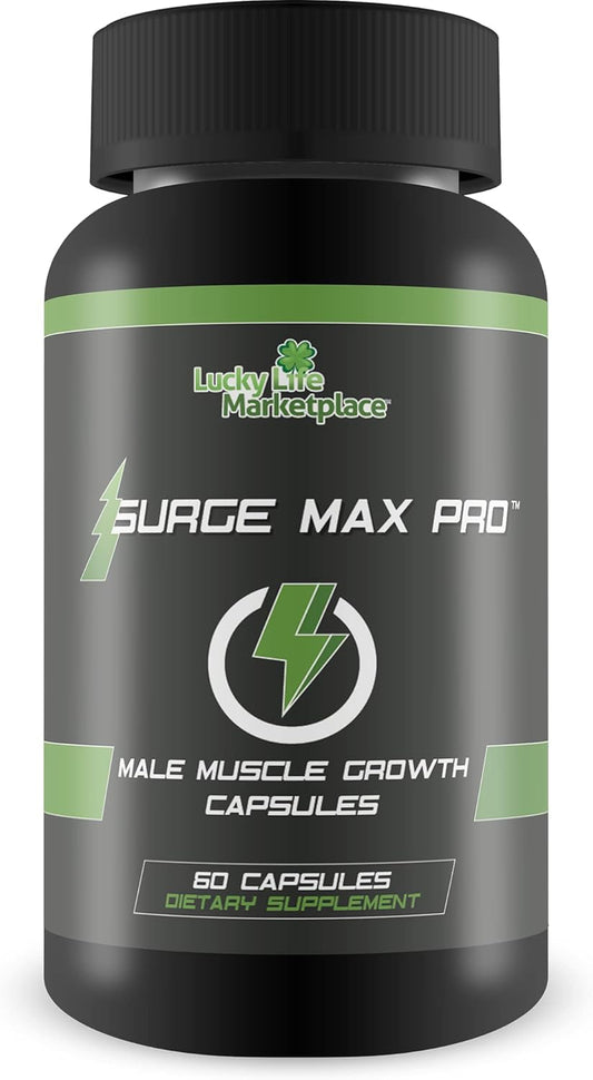 Surge Max Pro Muscle Growth Formula for Explosive Muscle Pump, Big Gains, and Enhanced Power, Strength, Stamina, Energy - with L-Arginine for Increased Oxygen and Nutrient Delivery to Muscles