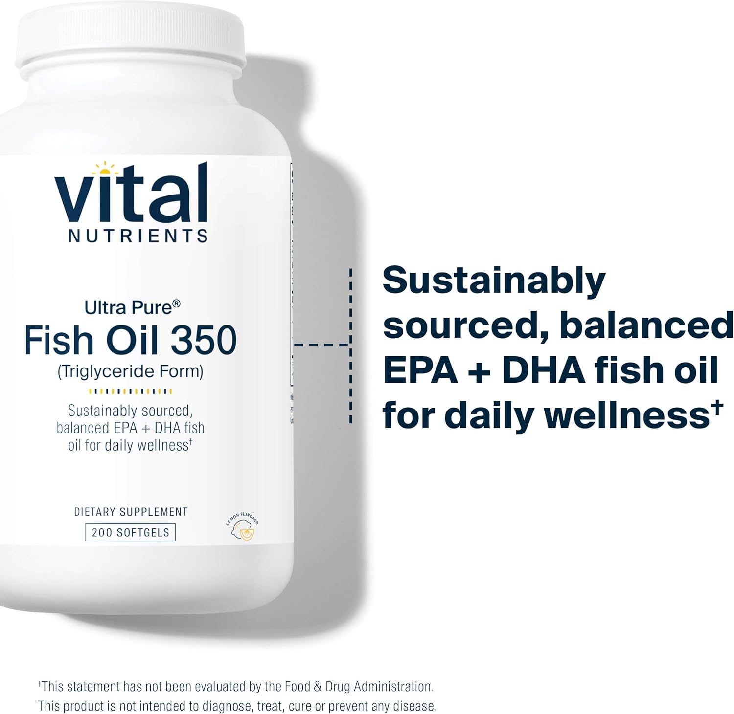 Sustainably Sourced Lemon Flavored Fish Oil 350 Softgels | Supports Heart, Brain, & Immune Health with EPA & DHA Omega-3 Fatty Acid | Gluten, Dairy, Soy Free
