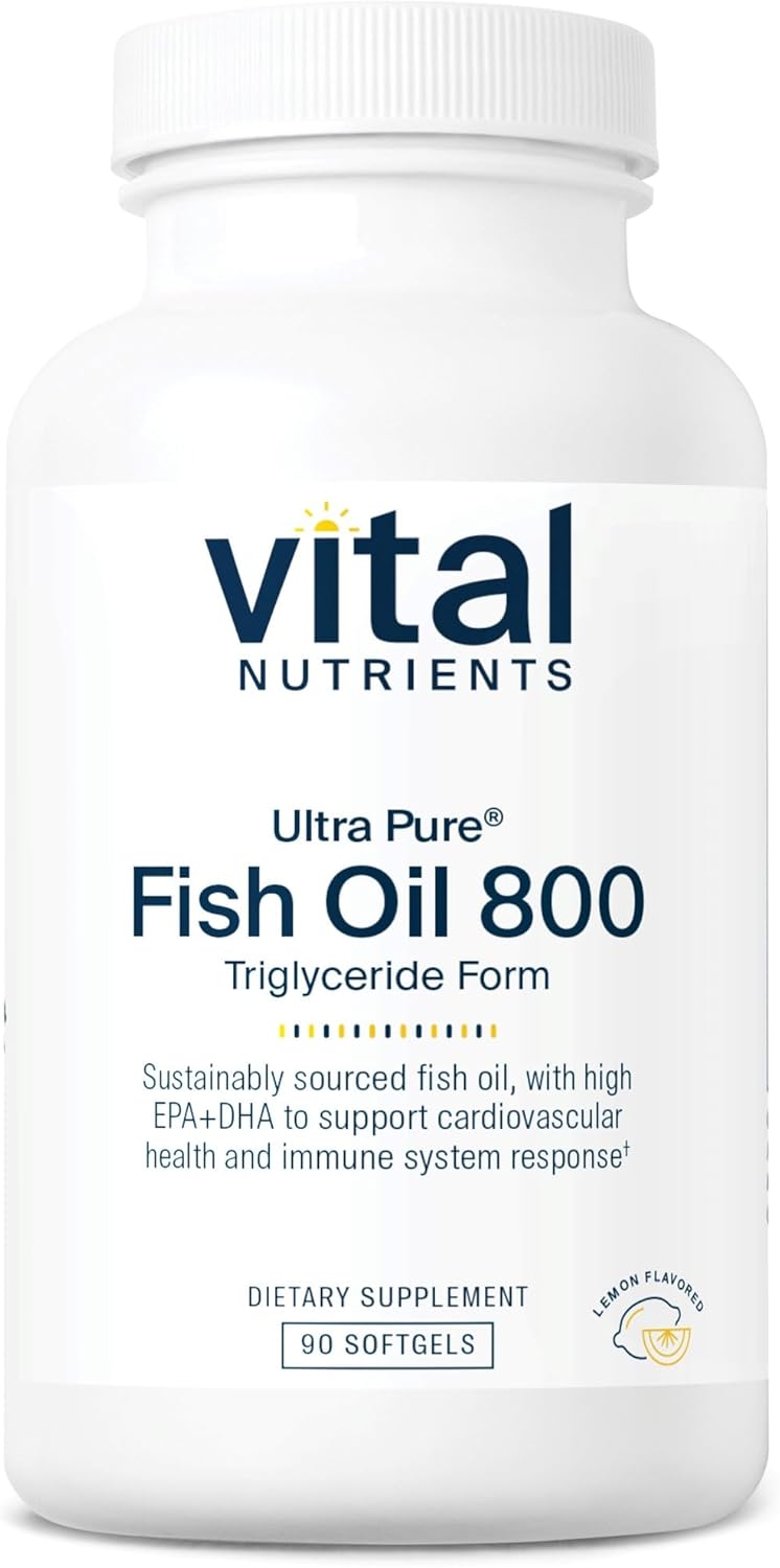 Sustainably Sourced Ultra Pure Fish Oil 800 Triglyceride Form with High EPA & DHA Omega-3 for Heart, Brain, & Immune Health - Lemon Flavor - 90 Count - Gluten, Dairy, Soy Free