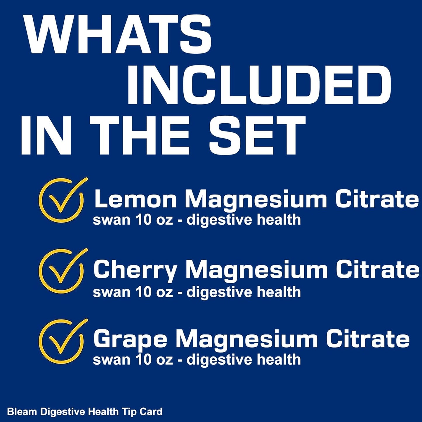 Swan Magnesium Citrate Oral Solution Set - Lemon, Cherry, Grape Flavors - Gentle Laxative Liquid for Digestive Health - 10 Oz Each - Includes Regularity Tip Card